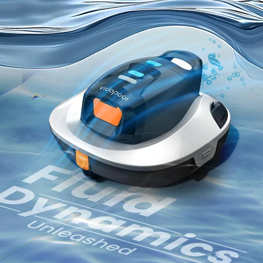 Robotic Pool Vacuum Cleaner,Portable Swimming Pool Vacuum Self-Parking Technology with LED Indicator