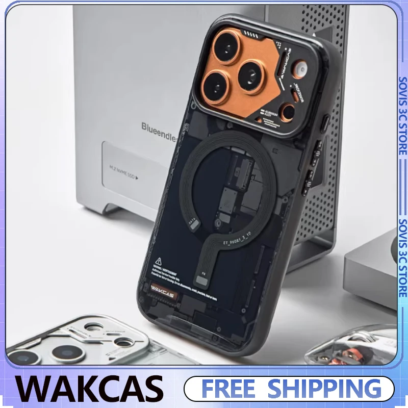 

Магнитный чехол Wakcas для iPhone 17/iPhone 17 Pro Max с защитой от падений и полным покрытием платы