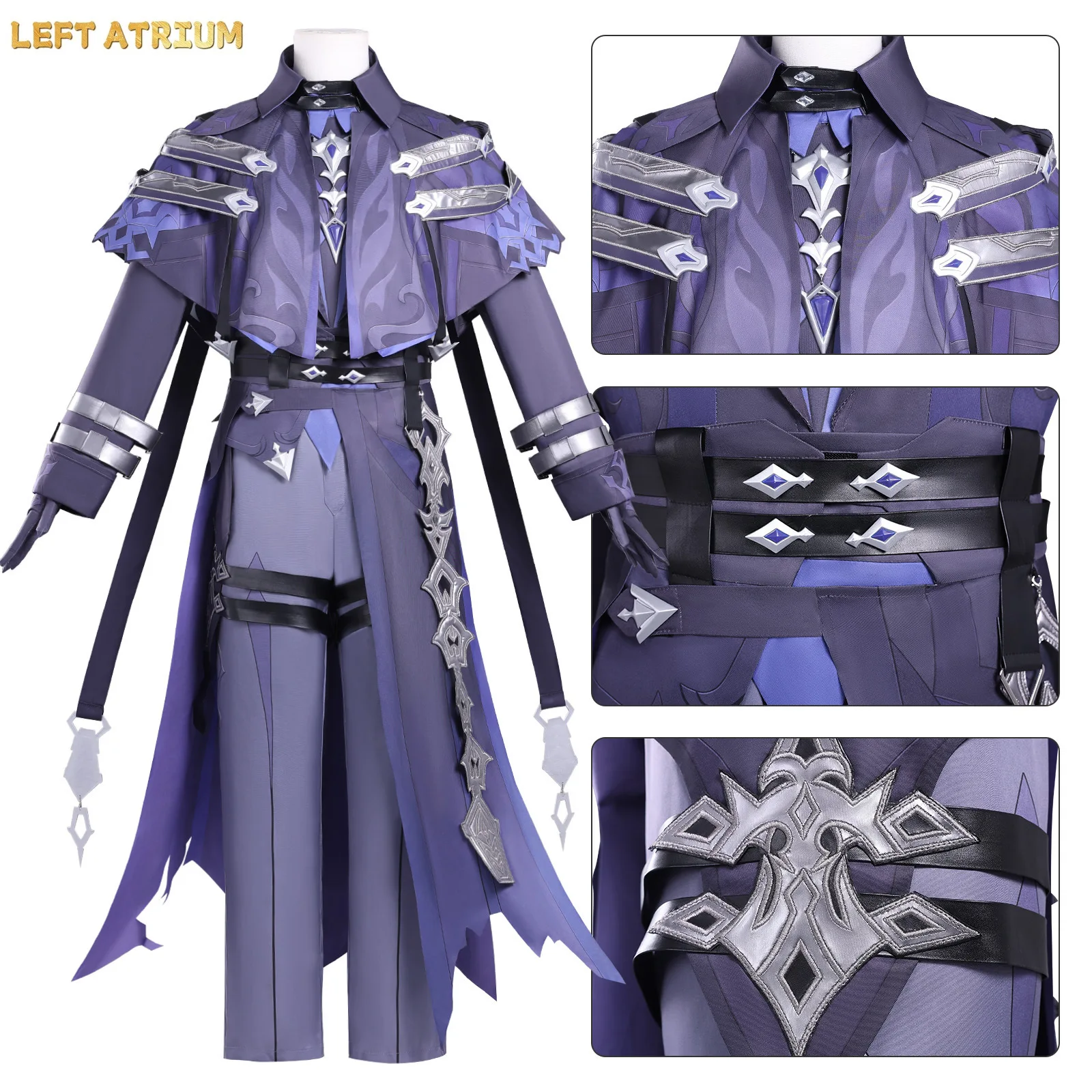 

Flins Cosplay Costume Genshin Impact Fantasia Adult Men Disguise Top Coat Pants Outfits Halloween Carnival Party Clothing Suit