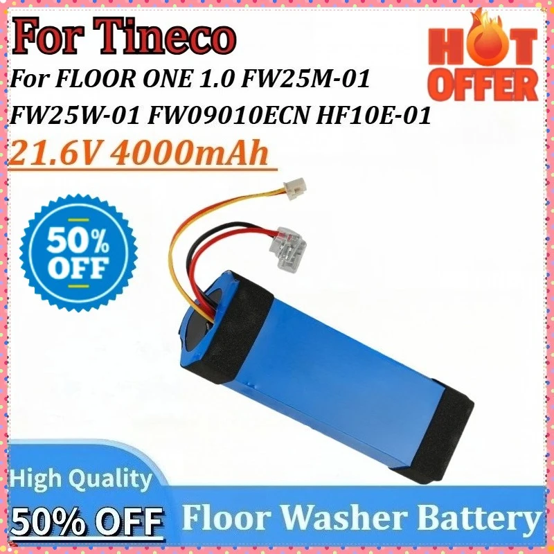 

21.6V 4000mAh Replacement Vacuum Cleaner Battery for Tineco FLOOR ONE 1.0 FW25W-01 FW25M-01 FW09010ECN HF20E-01 S3-01 HF10E-01