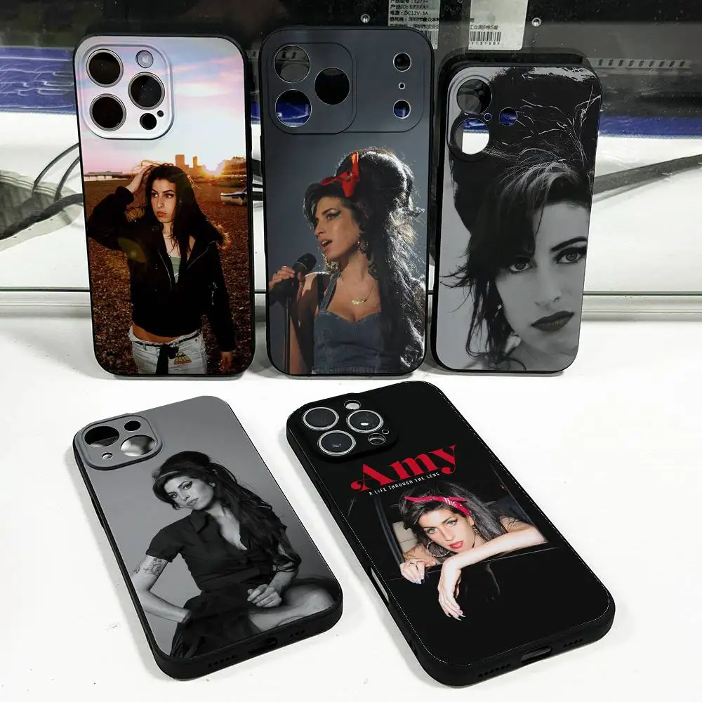 

Amy W-Winehouse Phone Case For iPhone 17,16,15,14,13,12,11,Pro,Max,Plus,X,XS,SE4,E,Mini,Soft Black Case