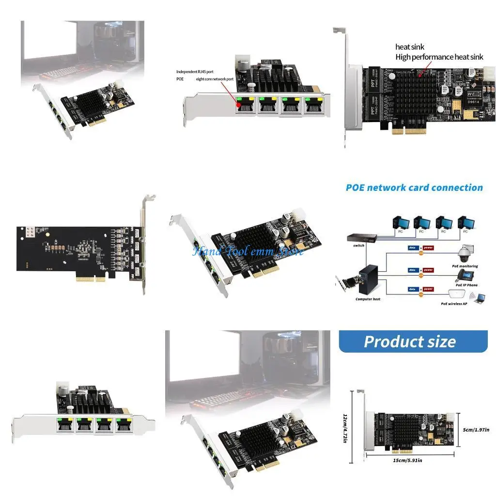 

H37F 4-портовая гигабитная сетевая карта PCIE 4X 10/100/1000 Мбит/с PCIE Ethernet-адаптер Сетевая карта Ethernet-карта для