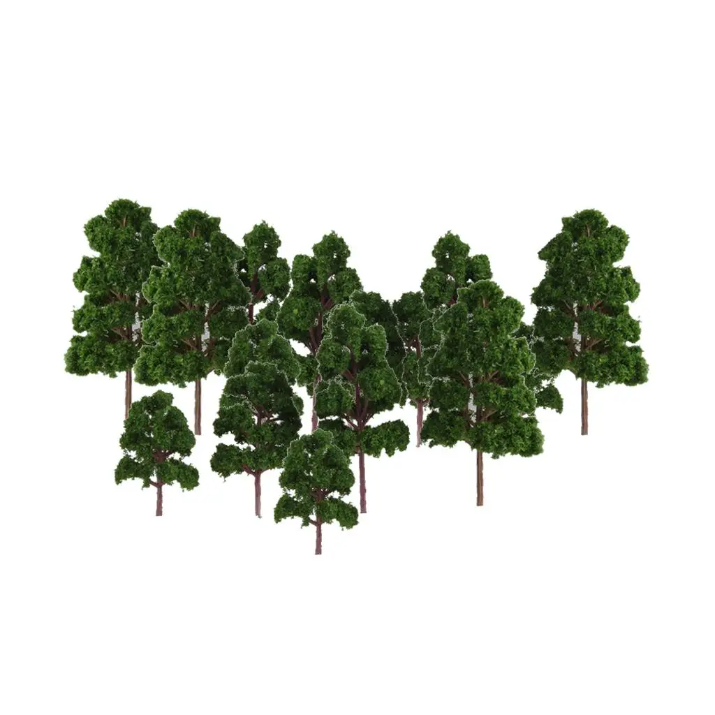 20Pcs Mix Size Model Trees Deep Green for N HO Scale Railroad Village Architecture Layout Diorama Scenery