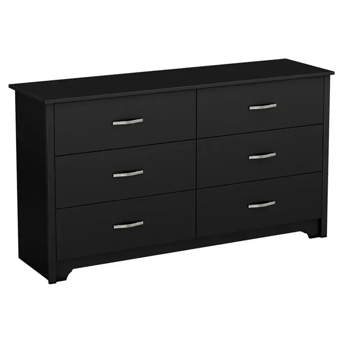 Wholesale black dresser bedroom furniture wood storage cabinet 6 drawers, chest of drawers