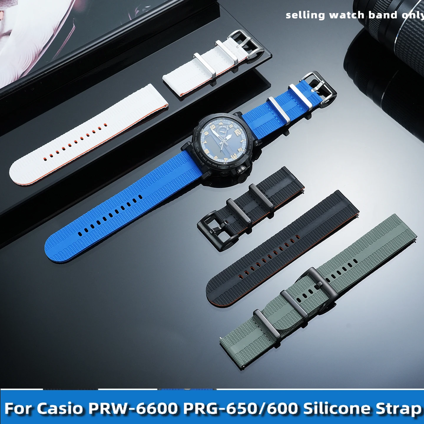 Силиконовый ремешок для часов Casio Protrek GA2000 GA-2000-1A2 PRG600YB PRG650 PRW6600, ремешок для часов 24 мм, мужской сменный браслет