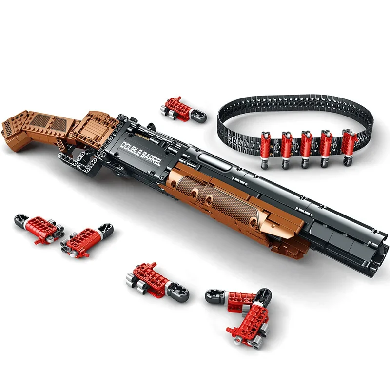 Double Barrel Shotgun Model Building Blocks Classic shotgun ตลับหมึกเข็มขัด Fire Building Blocks ของเล่นของขวัญคริสต์มาสของขวัญ