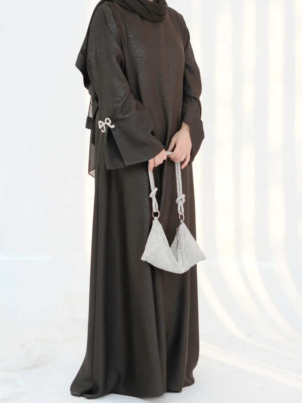 Eid Muslim Abaya for Women Bow Dresses Jalabiya Vestidos Split Sleeve Ramadan Morocco Dubai Long Robe Party Islam Kaftan 2025