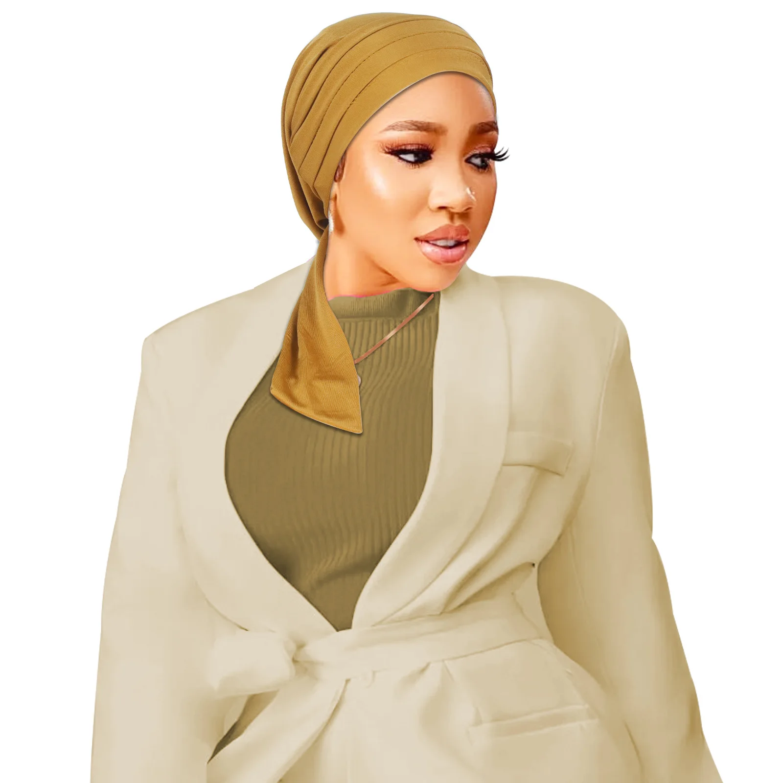 

Women Hijab Muslim Tie Back Turban Instant Bonnet Beanies Head Wrap Headscarf Hat Underscarf Inner Cap Hair Loss Bandanas Arab