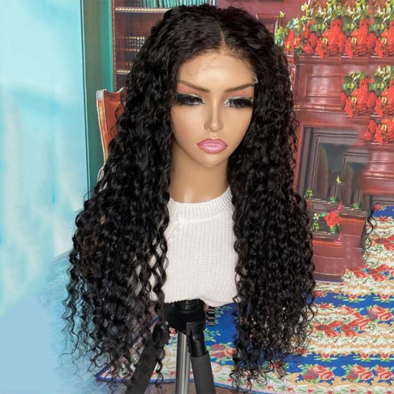 

26inch 180Density Long Natural Balck Soft Kinky Curly 13*6 Lace Front Wig For Women with Babyhair PrePlucked Daily Glueless Wig