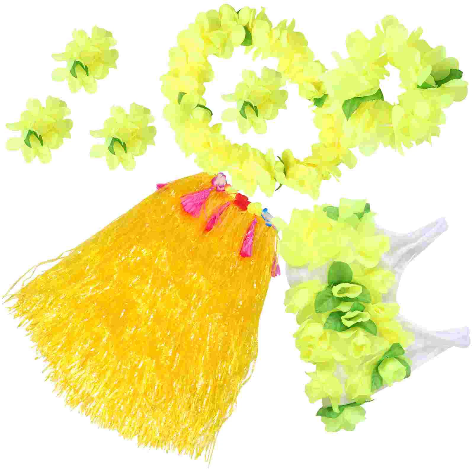 

Colorful Grass Skirt Suit Luau Headband Skirts for Party Prom Plastic Fiber Banquet