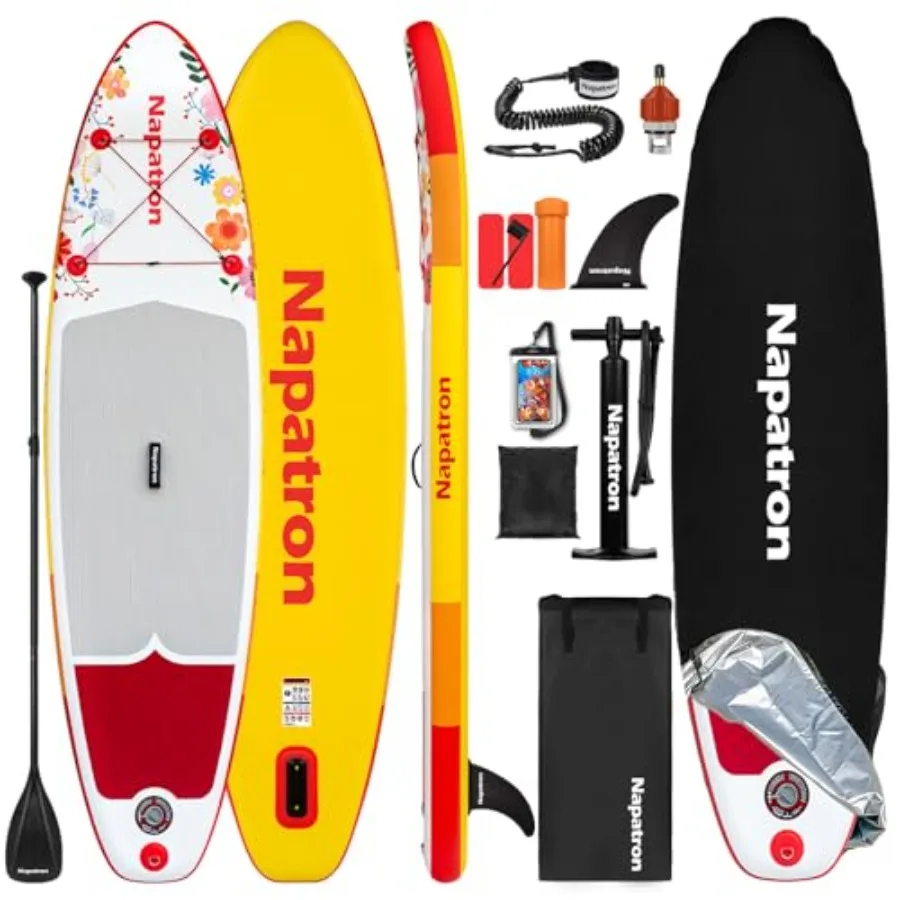 

Family inflatable stand up paddle board for lakes and calm waters, PVC material, blue and gray, ultra-stable wide design with 3