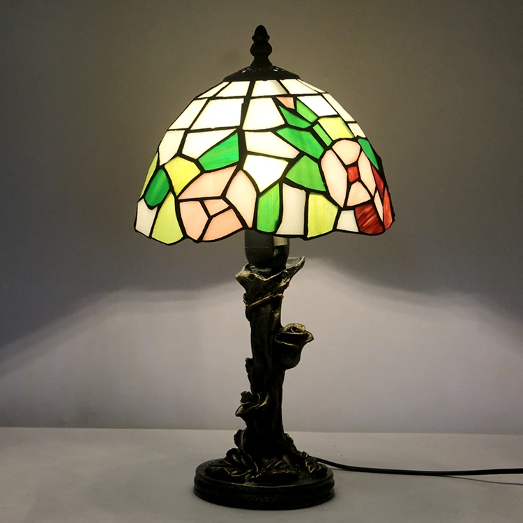 

8 Inch European Tiffany Style Stained Glass Flower Design Table Lamp Desk Lamp for Home