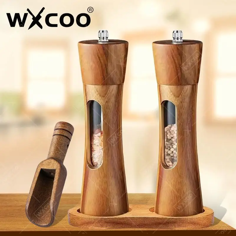 

WXCOO Wooden Salt Mills Pepper Grinder Household Gadget Manual Pepper Spices Mills Ceramic Core Multi-purpose Kitchen Spice Tool