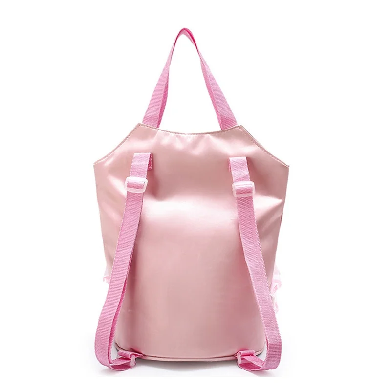 Cute Ballet Dance Backpack Embroidery Dancing Bag with Key Chain Girls Bow Duffel Double Shoulder Daypack Gym Schoolbag Handbags