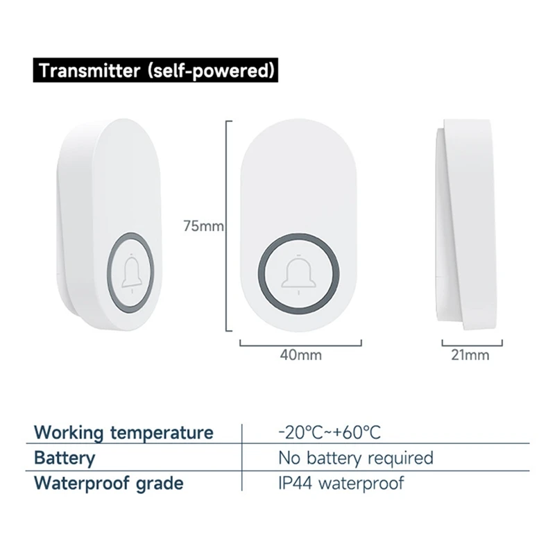 ใหม่ไร้สายกลางแจ้ง Smart Home Doorbell 60 ริงโทน Loud Volume Home ยินดีต้อนรับกันน้ําไม่มีสายไฟ EU-PLUG