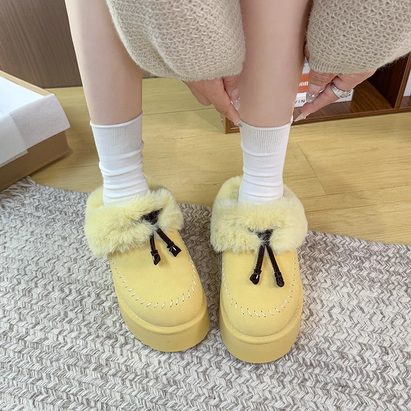 Winter Fluffy Women's Slippers Casual Plush Luxury Designer Woman Shoes Indoor Outdoor Platform Fuzzy Fur Slides Ankle Boot Soft