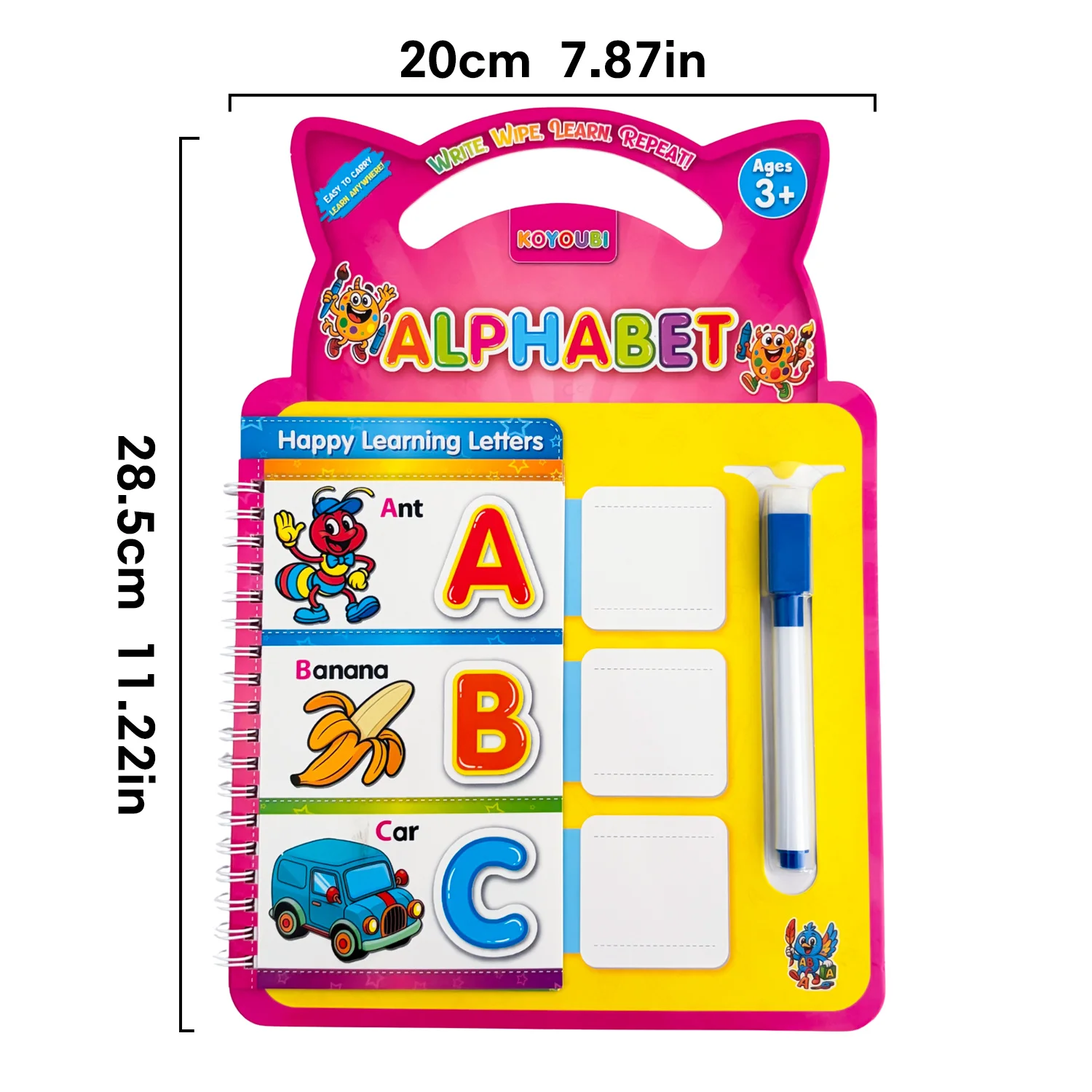 Reusable English Alphabet Workbook Classroom Handwriting Dry-Erase Uppercase and Lowercase Letters Exercise Book for Kids