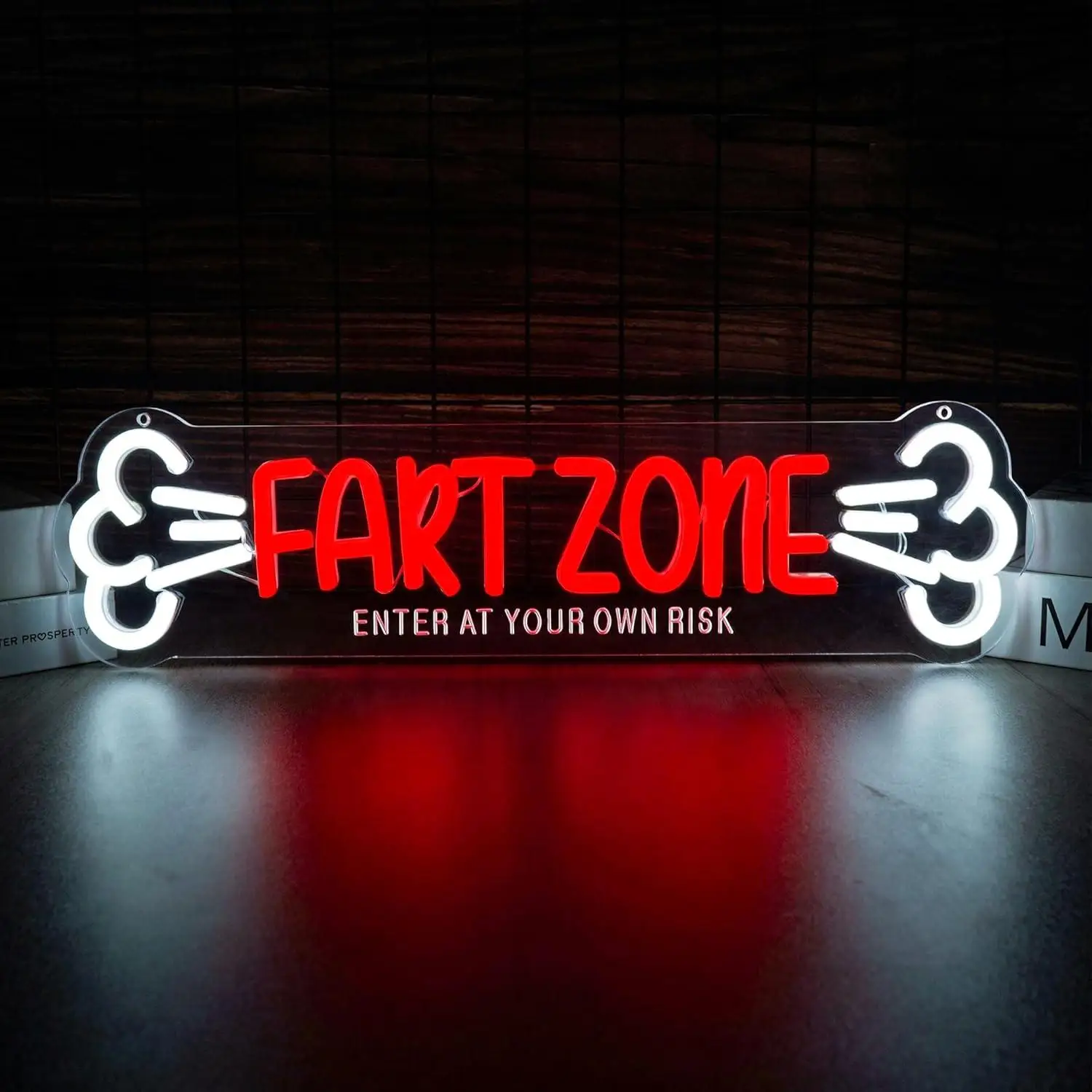 

Fart Zone Neon Sign Funny Enter At Your Own Risk LED Lighted for Bathroom Game Room Man Cave Garage Bar Decor Cool Gag Gift