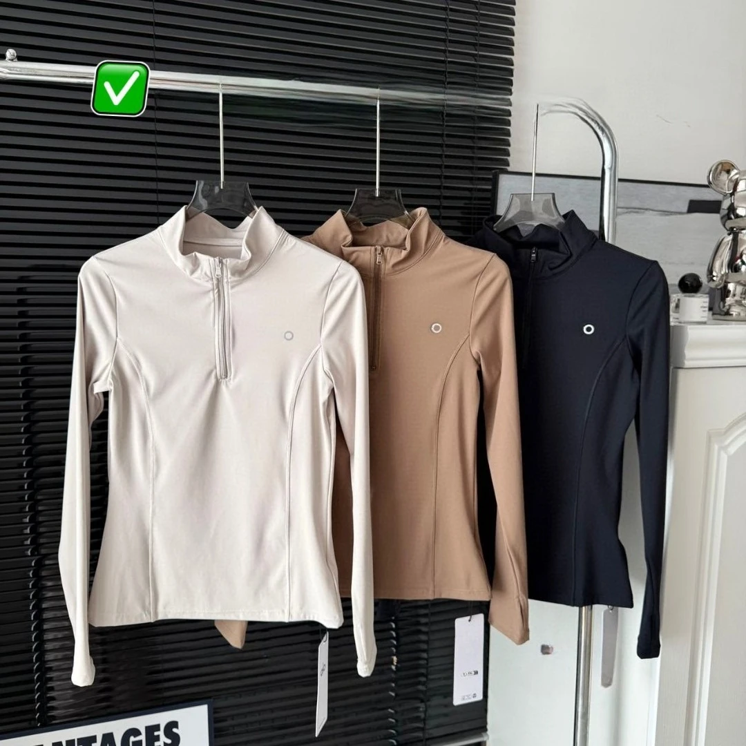 

Women's Stand Up Collar Half Zip Yoga Top Casual Sports Long Sleeve Slim Fit Pilates Top Solid Color New Fashion 2025
