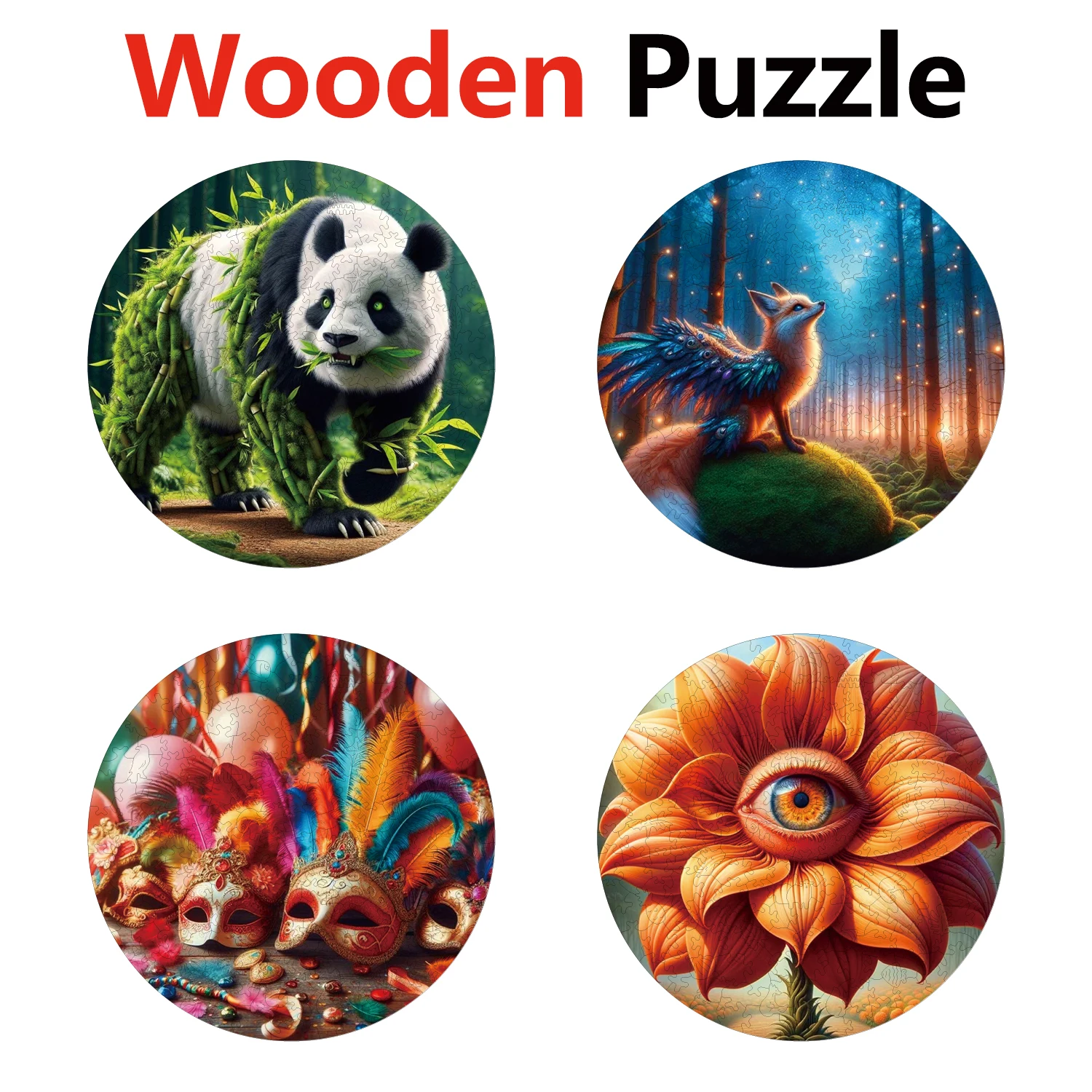 

Bear Fox Mask Flower Animal Puzzles High Quality Jigsaw Puzzle Wooden Puzzle Best Christmas Gift
