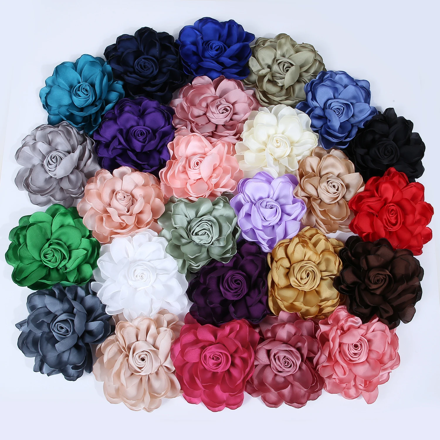 

3 шт., запеченные атласные цветы используются для аксессуаров для волос своими руками, одежды, брошей, сумок, декоративных аксессуаров