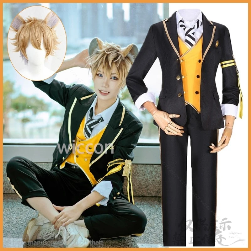 Anime Game Twisted-Wonderland Ruggie Bucchi Cosplay Costume Wig Savanaclaw School Uniform Suits Halloween Christmas Customized