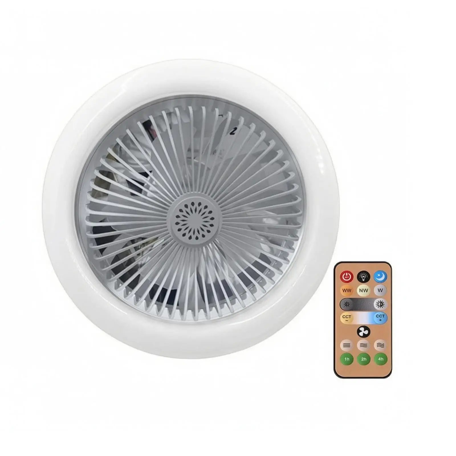 LED Ceiling Fan Light E27 Socket Plastic Fan Lamp with Remote for Home Bedroom Cooling
