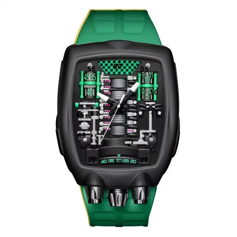 Alien Y2k Transparent Hollow Design Quartz Watch Mens Special Creative Unique Case Shape Design Fashion Men Watch