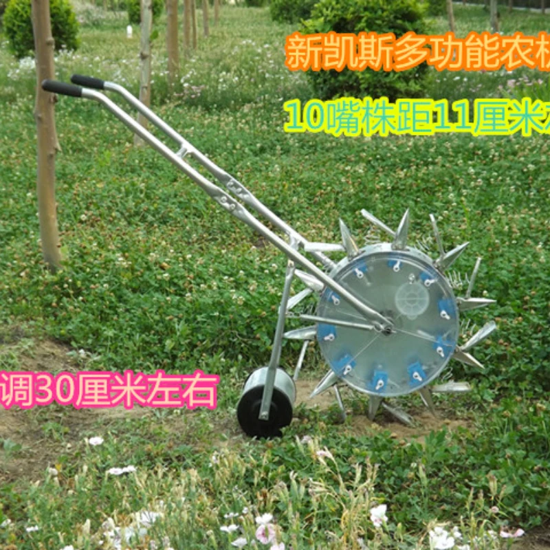 Dry land extended mouth hand push roller wheel type corn bean oil sunflower small flower multi-function seeder precision seeder