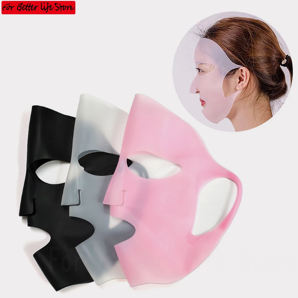 1 piece Silicone mask cover ear-mounted fixed mask to moisturize and absorb essence reusable facial care tool