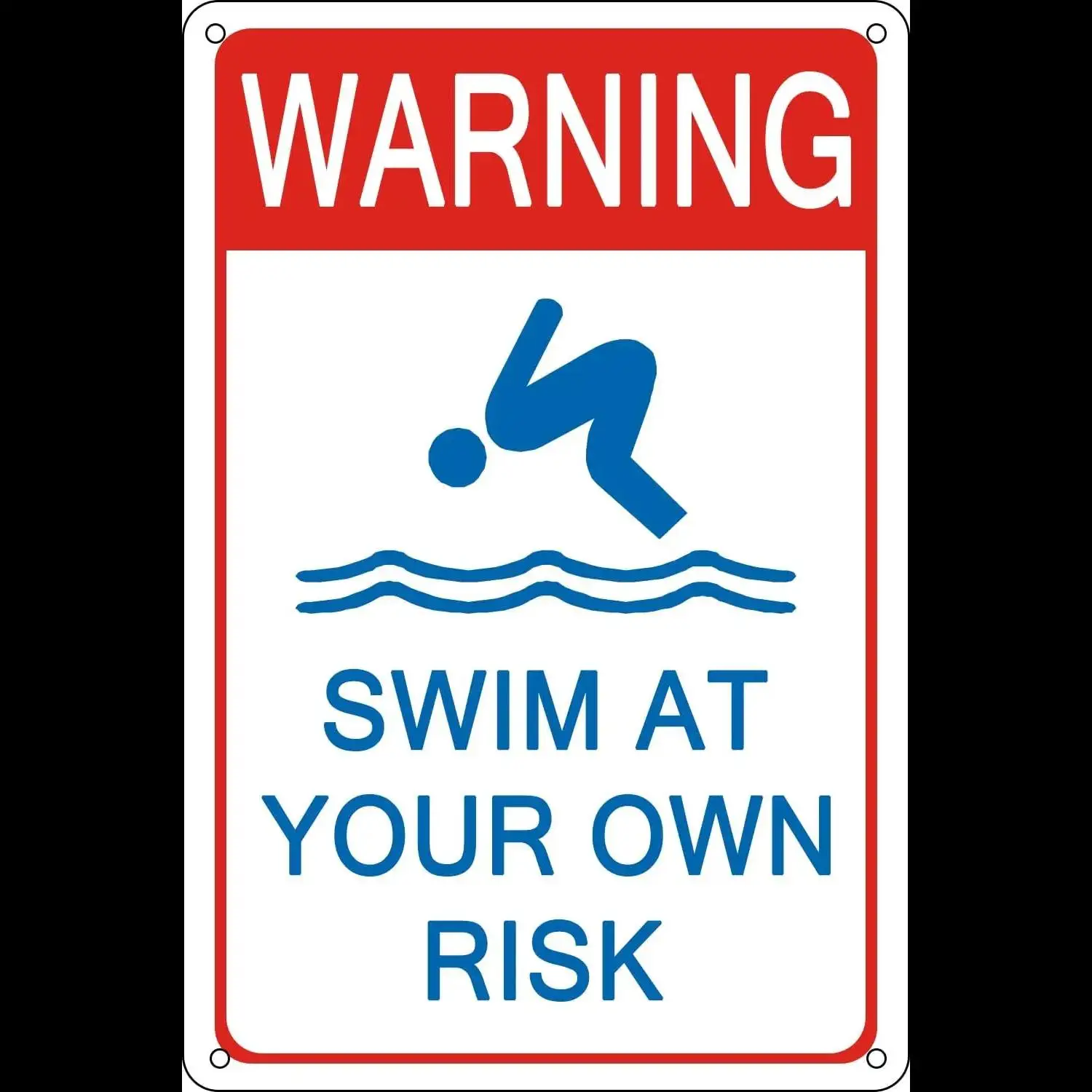 Vintage Swim at Your Own Risk Pool Advertencia Letrero de metal de estaño para decoración de pared de área de piscina al aire libre x pulgadas Perfecto para el patio del hogar Ga