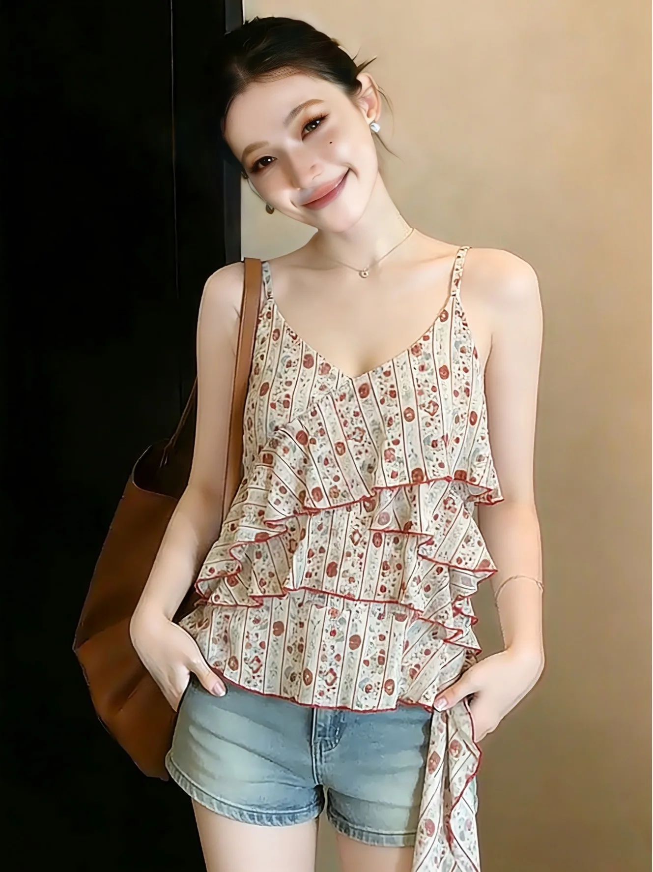 

Summer 2026 plus Size Floral Print Crop Top Women's Sleeveless Vest Cover up Slimming Breathable Casual Fashion plus Size Clo...