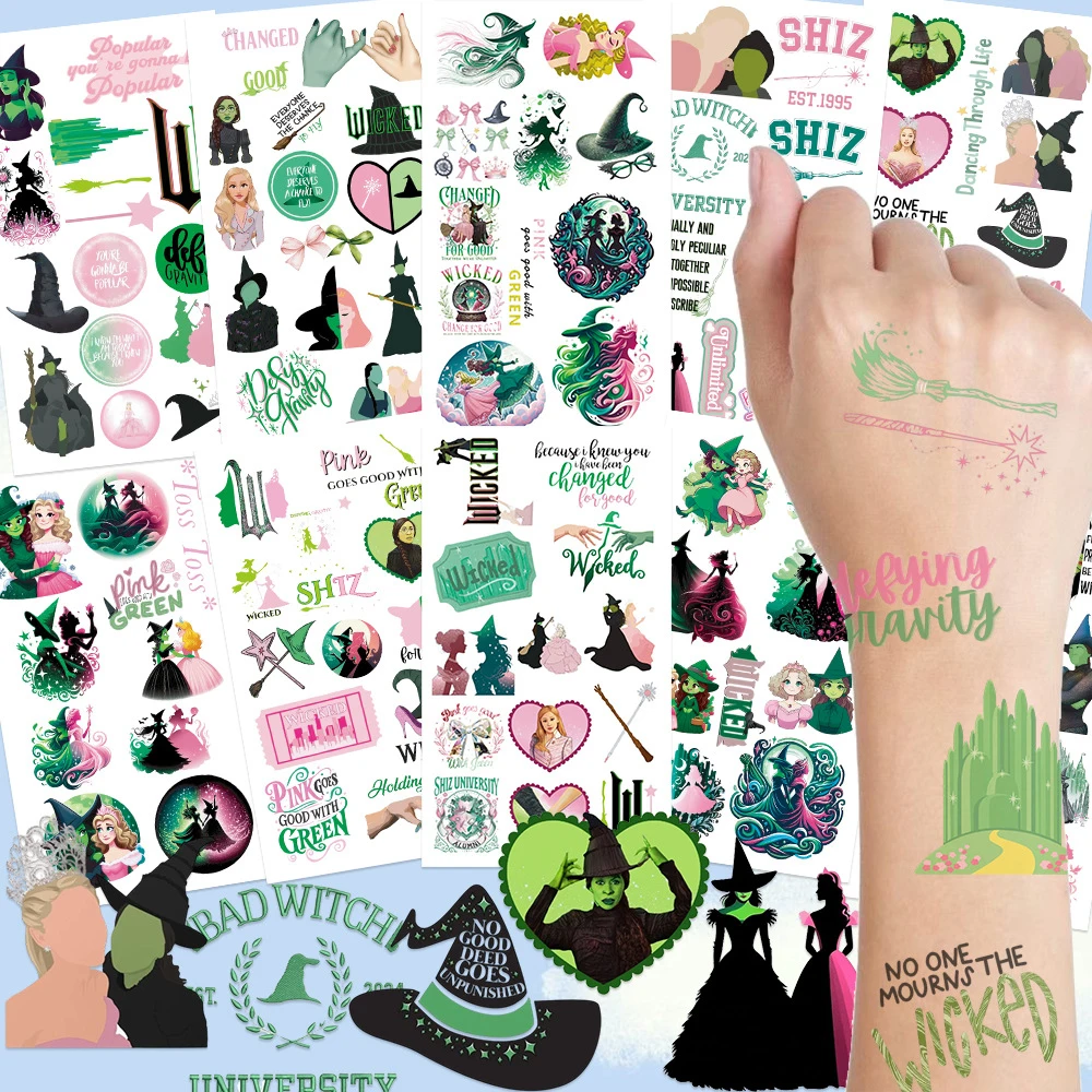 

10pcs Cartoon Movie Wicked Waterproof Temporary Tattoo Stickers Arm Face Body Art Fake Tattoo Kids Party Gifts