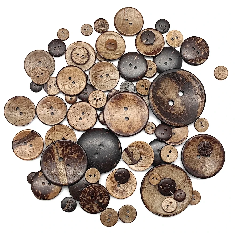 13-28mm 2 Holes Natural Eco-friendly Coconut Shell Wood Button For Clothing DIY Children Scrapbook Decorative Sewing Accessories