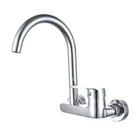 Wall Mounted Kitchen Faucet Single Handle Dual Holes Hot Cold Sink Mixer Tap Modern Bathroom Clothes Washing Laundry Pool Faucet