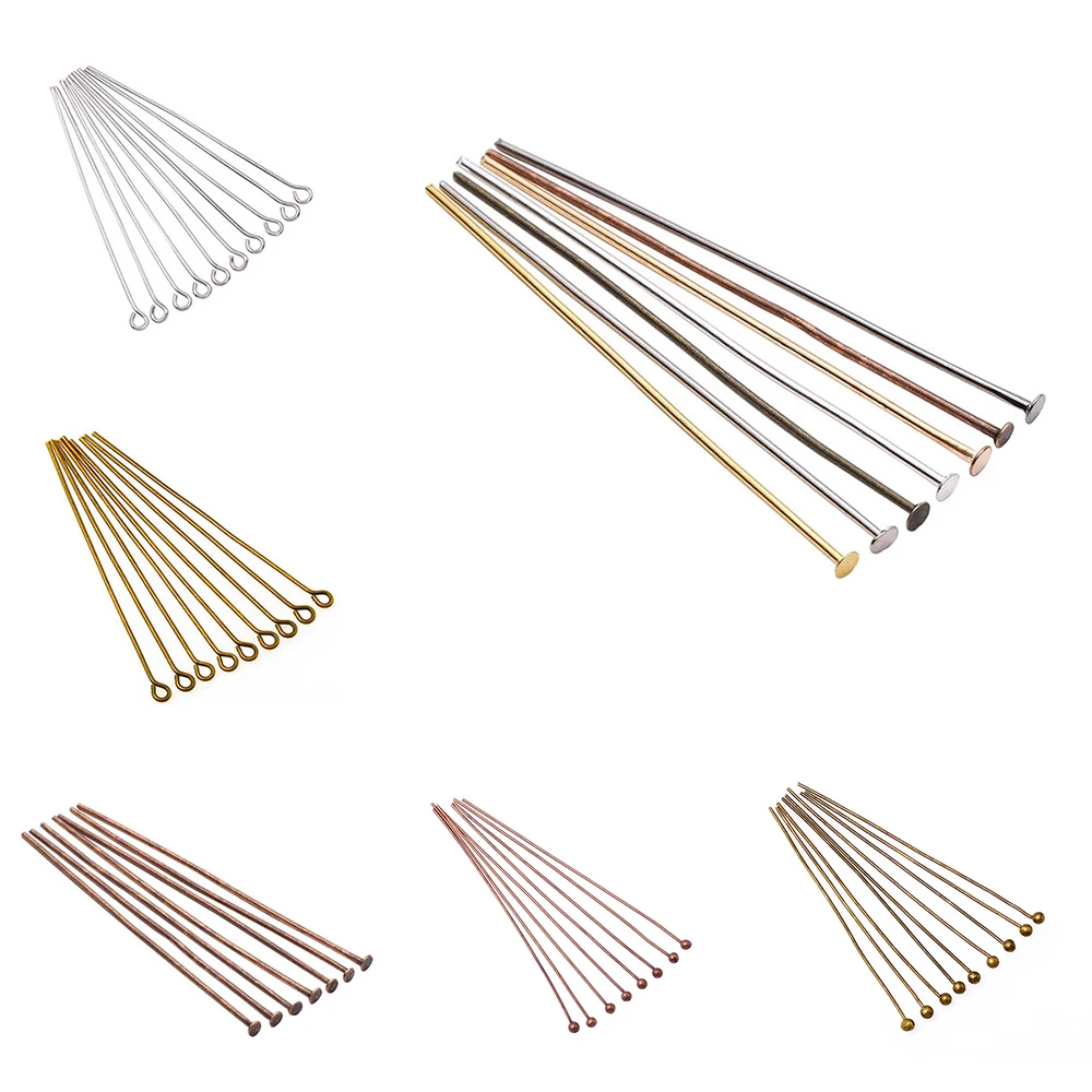 200Pcs 16 20 25 30 35 40 45 50mm Heads Eye Flat Head Pin Gold Plated Ball Head Pins Metal Headpins For Jewelry Making Accessorie