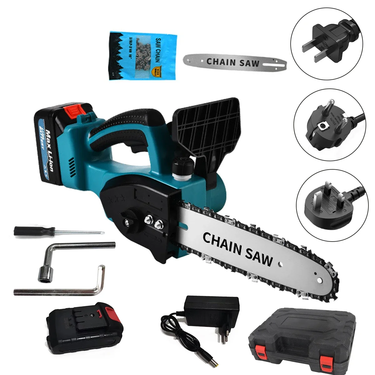 12 inch brushless rechargeable small handheld guide bar cordless lithium battery powered electric chainsaw