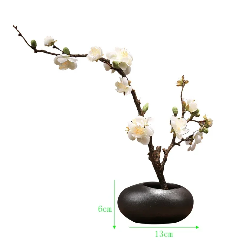 

Modern Simple Ceramic Vase Fake Plum Flower Arrangement Coffee Table Adornments Crafts Home room Desktop Furnishing Decoration