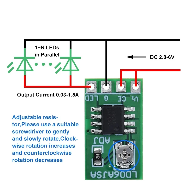 1/5/10PCS 30-1500MA Adjustable Constant Current LED Driver DC 3.3V 3.7V 4.2V 5V PWM Control Board Buck Power Module