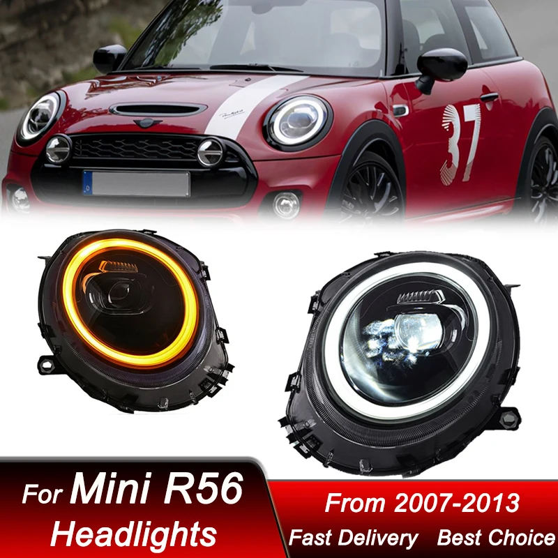 

Pop Car Led Headlights For BMW Mini R55 R56 2007-2013 New Style Full LED Headlamp Assembly Upgrade Projector Lens Accessories Ki