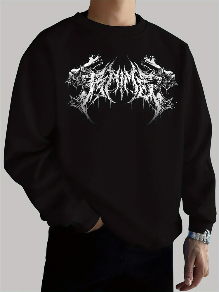 

Мужской повседневный свитер с тотемным принтом в готическом темном стиле и круглым вырезом, подходящий для удобного повседневного ношения весной и осенью M-5XL