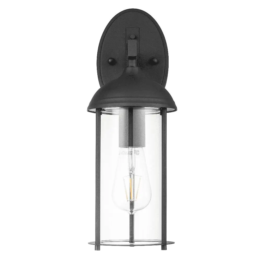 Vintage Matte Black Outdoor Wall Sconce Lantern Clear Glass Farmhouse Charm LED Light Wet-Rated E26 Bulb Compatible All-Weather