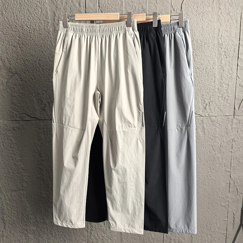 

Уличные крутые удобные мужские спортивные длинные брюки для отдыха с эластичной резинкой на талии, дышащая модная прямая рабочая одежда