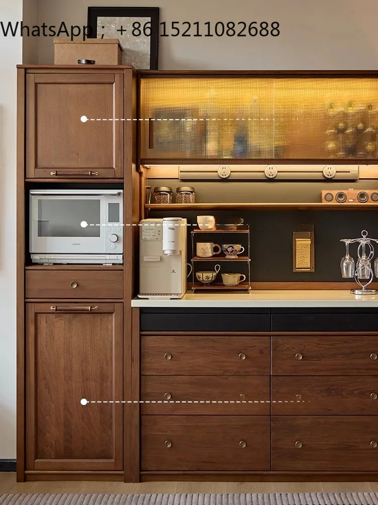 SCY solid wood retro dining side cabinet integrated storage cabinet against the wall, tea cabinet in the ancient style