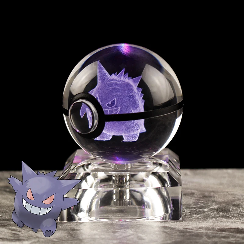 Gengar Pikachu Mew bola de cristal de Pokémon 3D, juego periférico, modelo coleccionable, recuerdo, regalos de navidad