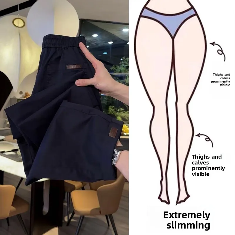 

Summer Casual Loose Wide Leg Pants Women's plus Size High Waist Straight Cut Trousers Fashion Design Comfortable Slimming