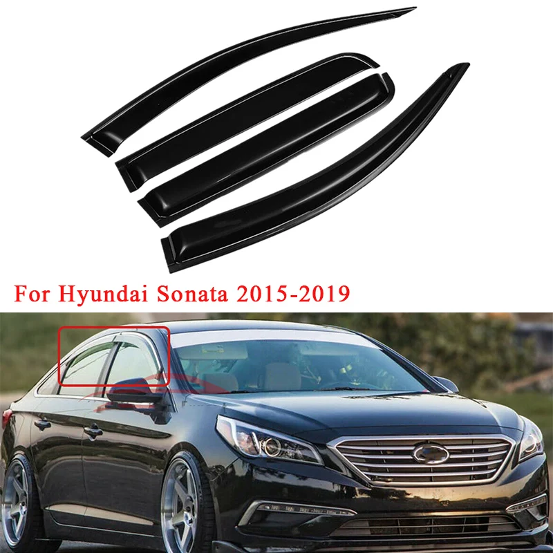 Car Window Visor Rain Sun Smoke Guard Deflector Cover Vent Shade Awnings Shelters For Hyundai Sonata 2015 - 2019