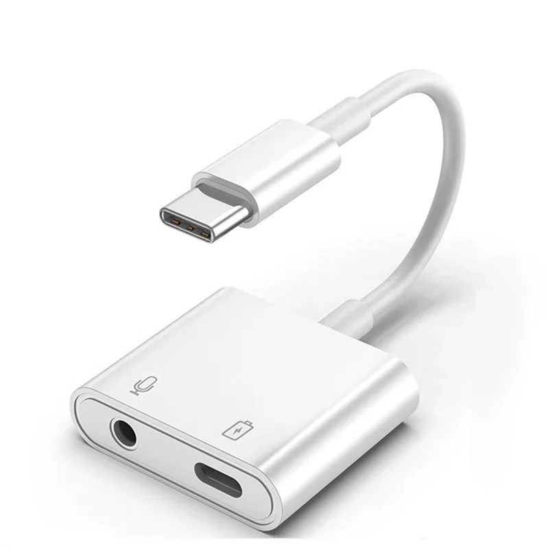 Adaptor Tipe C untuk Huawei Mate 40 Pro Xiaomi Samsung S22 S21 Plus USB C ke 3, 5 mm Jack pengisi daya Audio Splitter konverter Typec