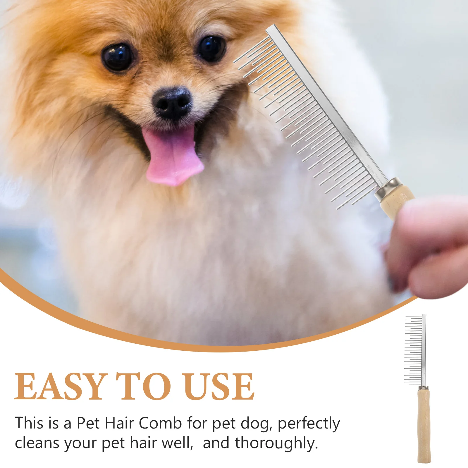 

MultiPurpose Wooden Handle Dog Grooming Comb Stainless Steel Teeth For Pet Hair Care And Regular Grooming