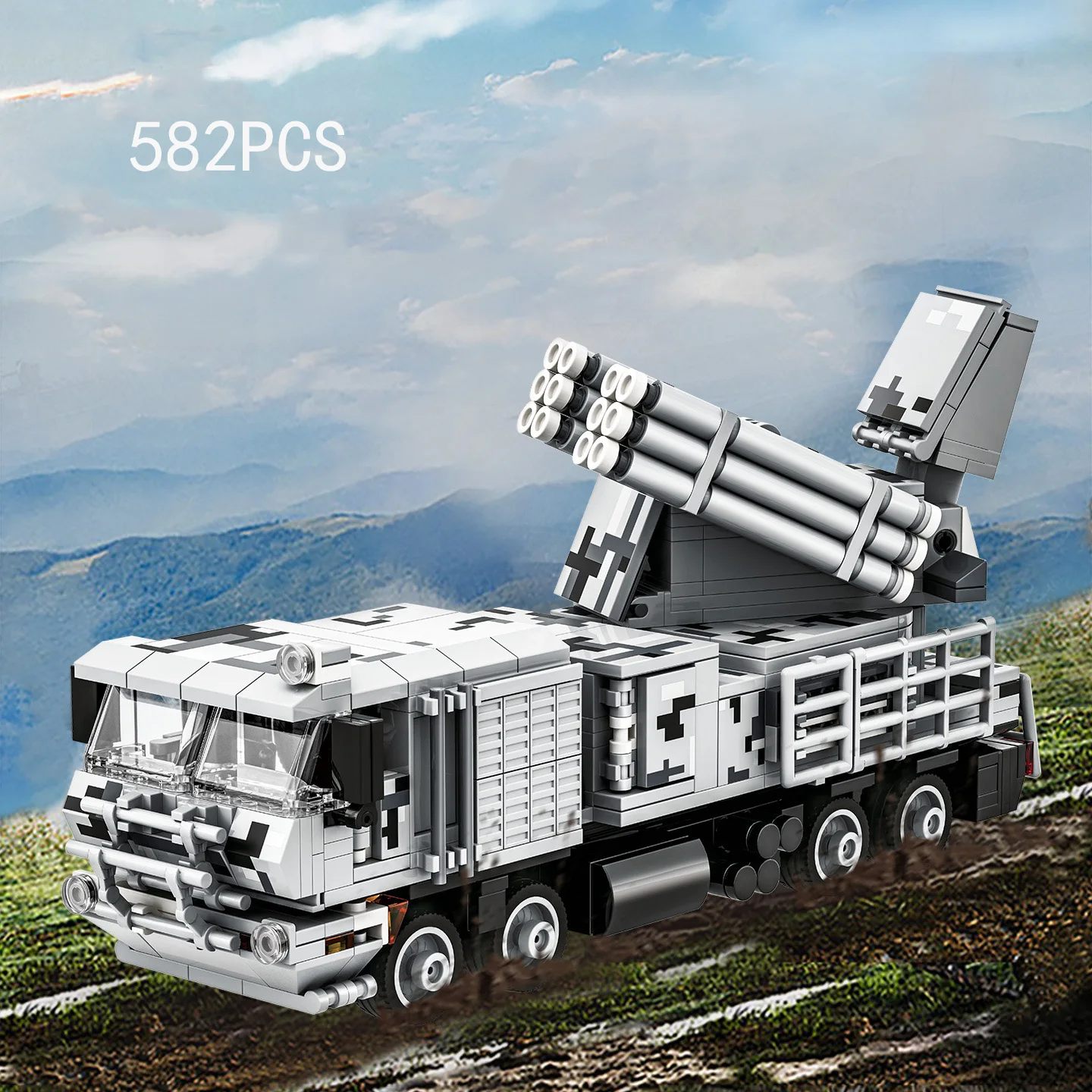 

Modern Military Building Bricks WW2 Russia Pantsir SM Integrated Surface-to-Air Missile and Gun System Block Army VehicleA Toy